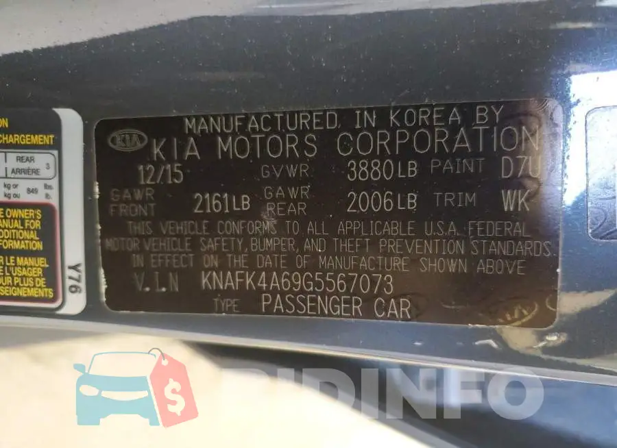 KNAFK4A69G5567073 Photo# 12