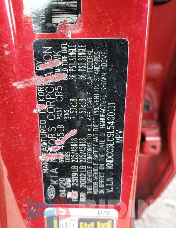 KNDCC3LC9L5400111 Photo# 13