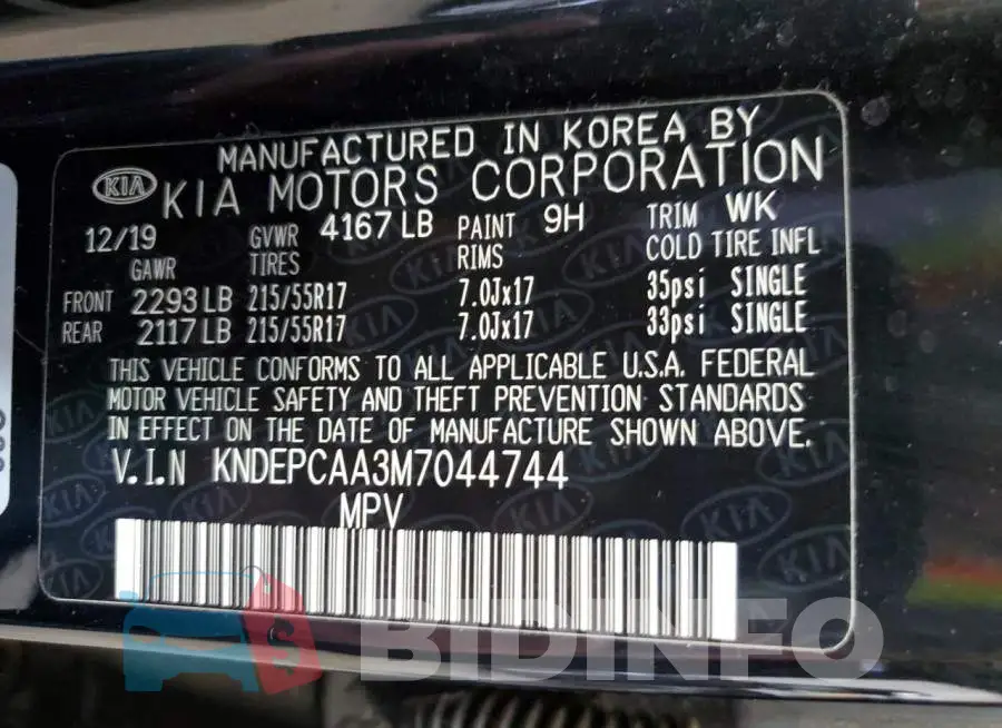 KNDEPCAA3M7044744 Photo# 14