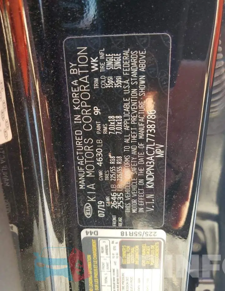 KNDPN3AC7L7738786 Photo# 13