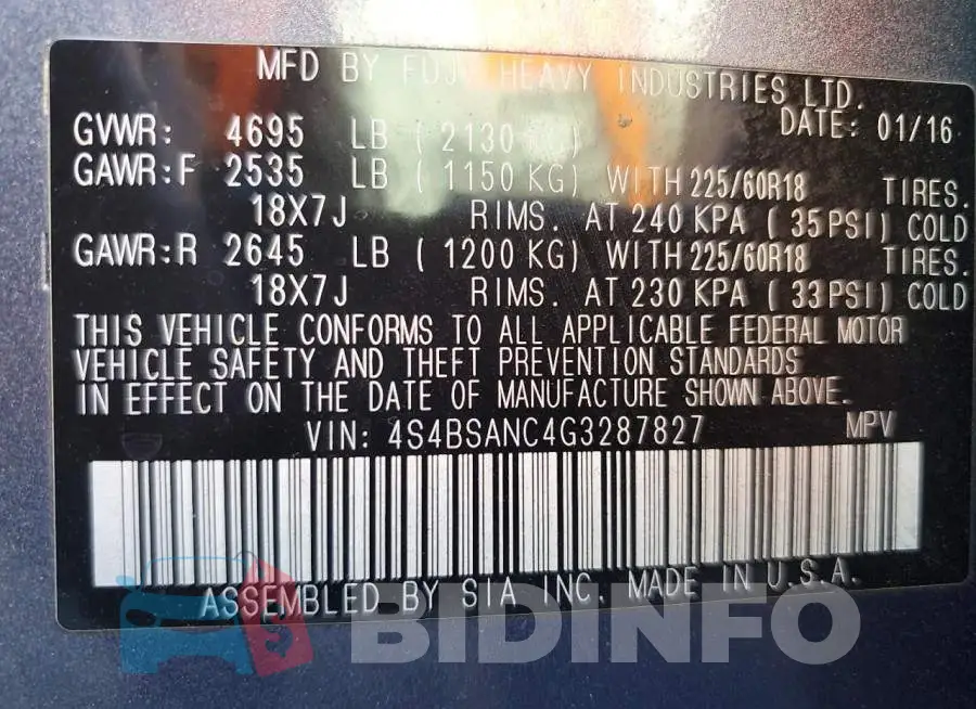 4S4BSANC4G3287827 Photo# 13