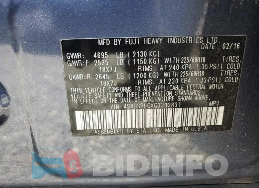 4S4BSBLCXG3303831 Photo# 12