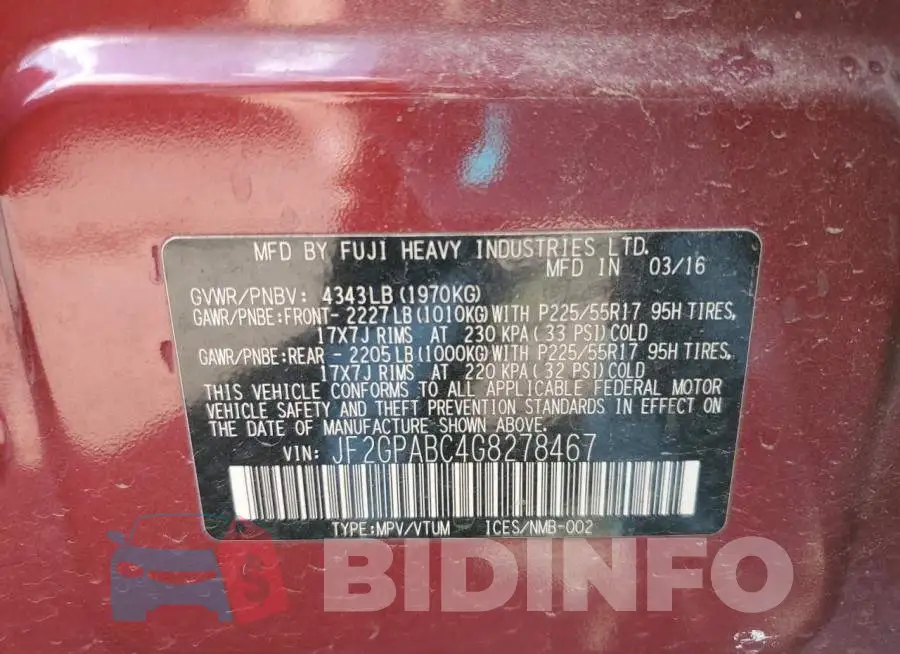 JF2GPABC4G8278467 Photo# 12