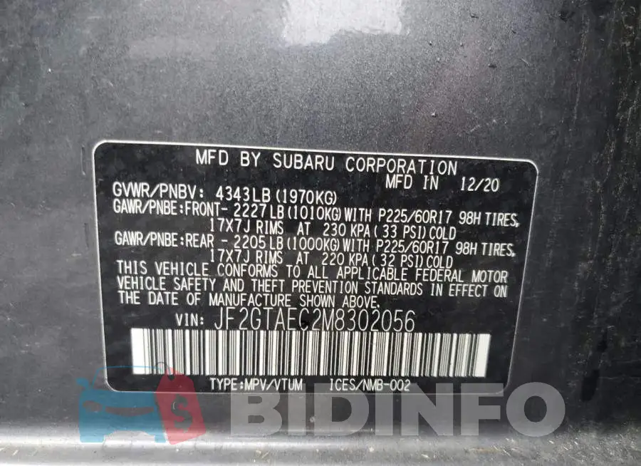 JF2GTAEC2M8302056 Photo# 12