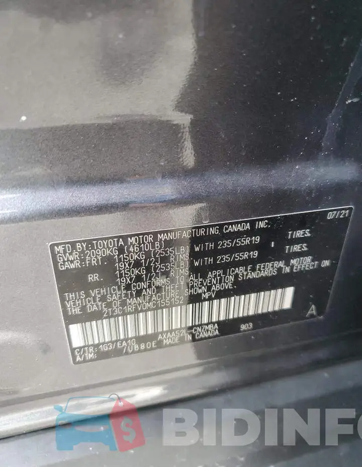 2T3C1RFV0MC155152 Photo# 13