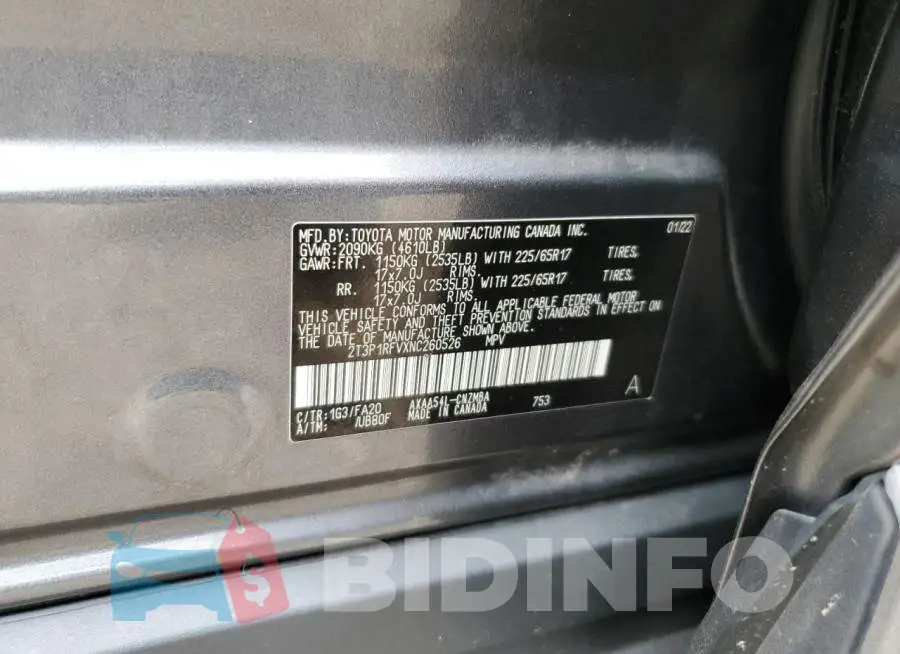 2T3P1RFVXNC260526 Photo# 12
