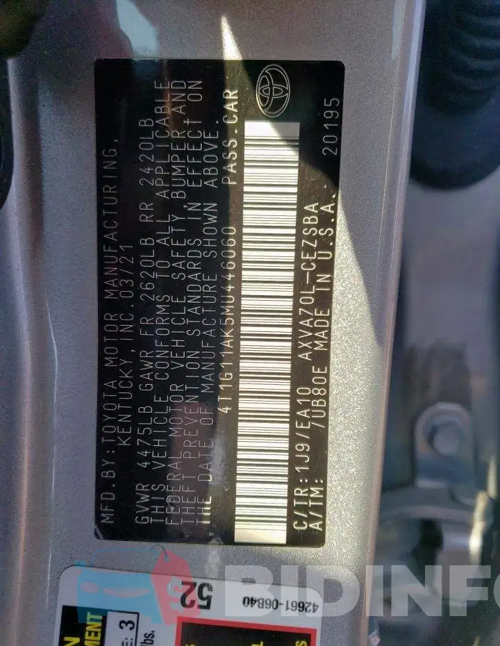 4T1G11AK5MU446060 Photo# 12