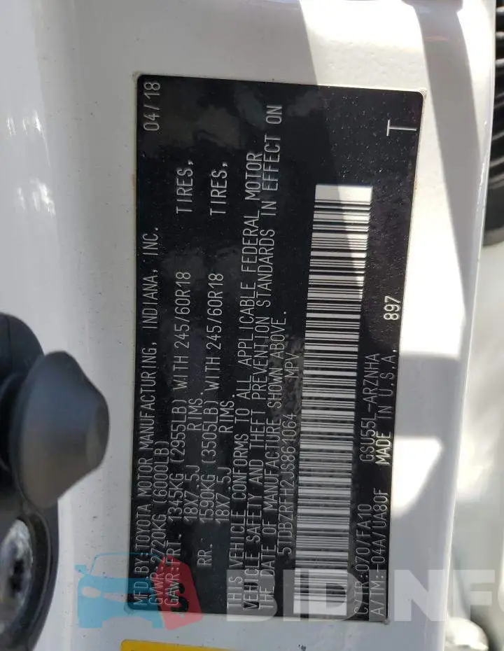 5TDBZRFH2JS861064 Photo# 13