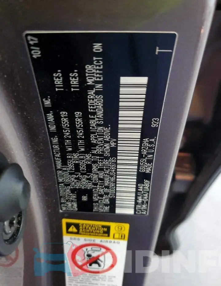 5TDDZRFH6JS489785 Photo# 13