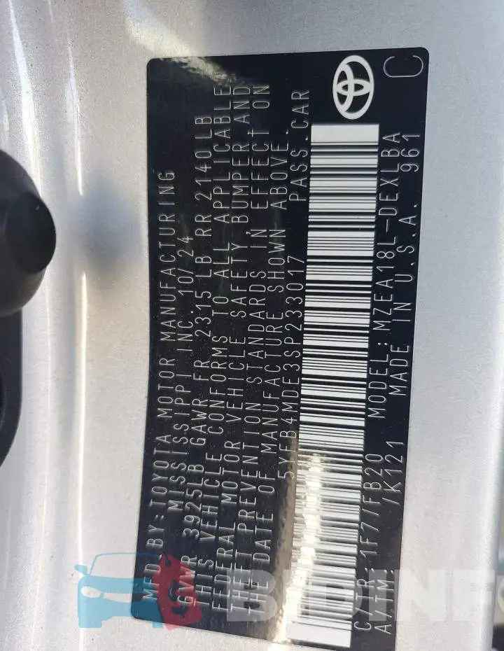 5YFB4MDE3SP233017 Photo# 13