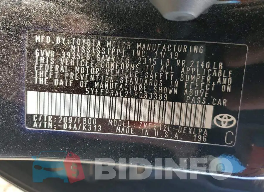 5YFEPRAE2LP083389 Photo# 13