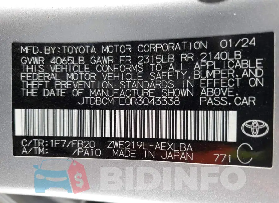 JTDBCMFE0R3043338 Photo# 12