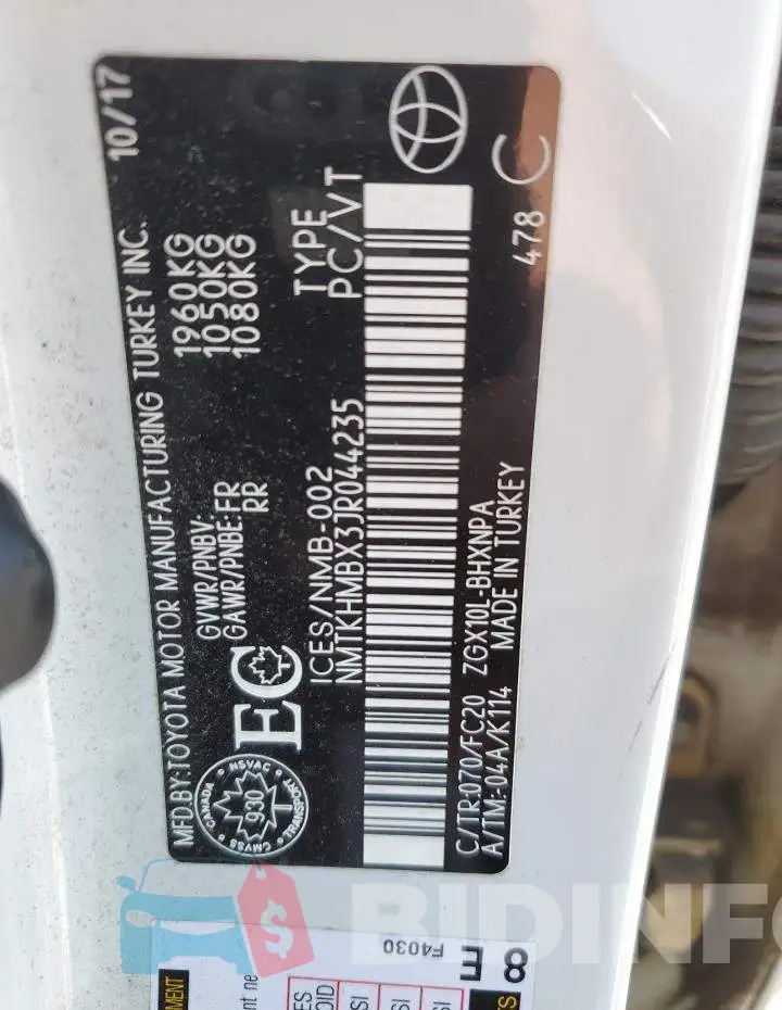 NMTKHMBX3JR044235 Photo# 13