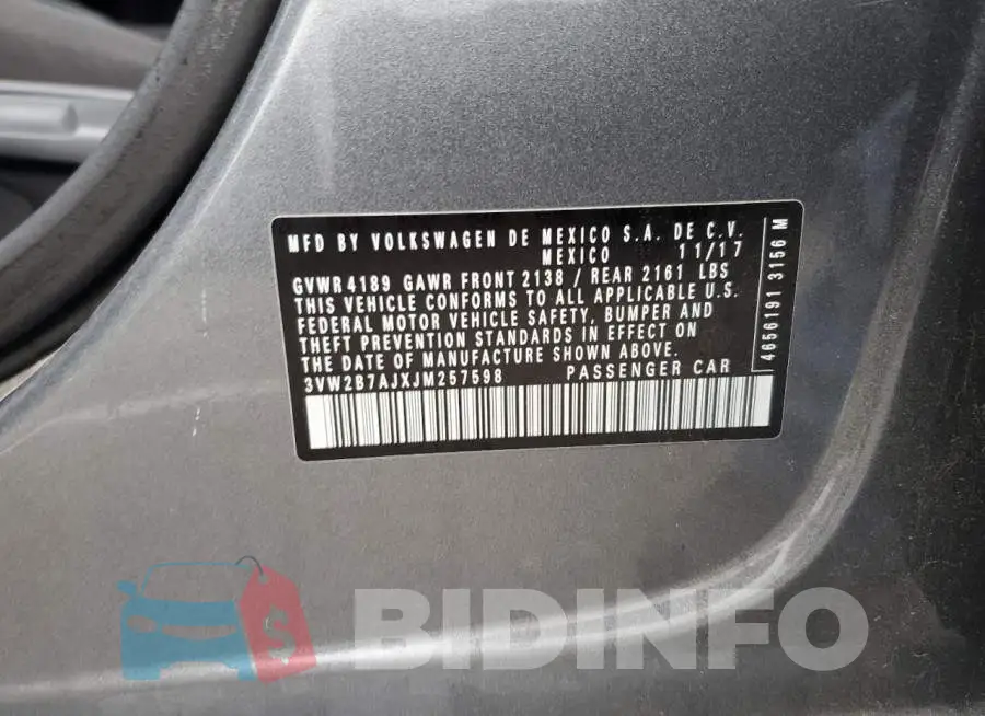 3VW2B7AJXJM257598 Photo# 12