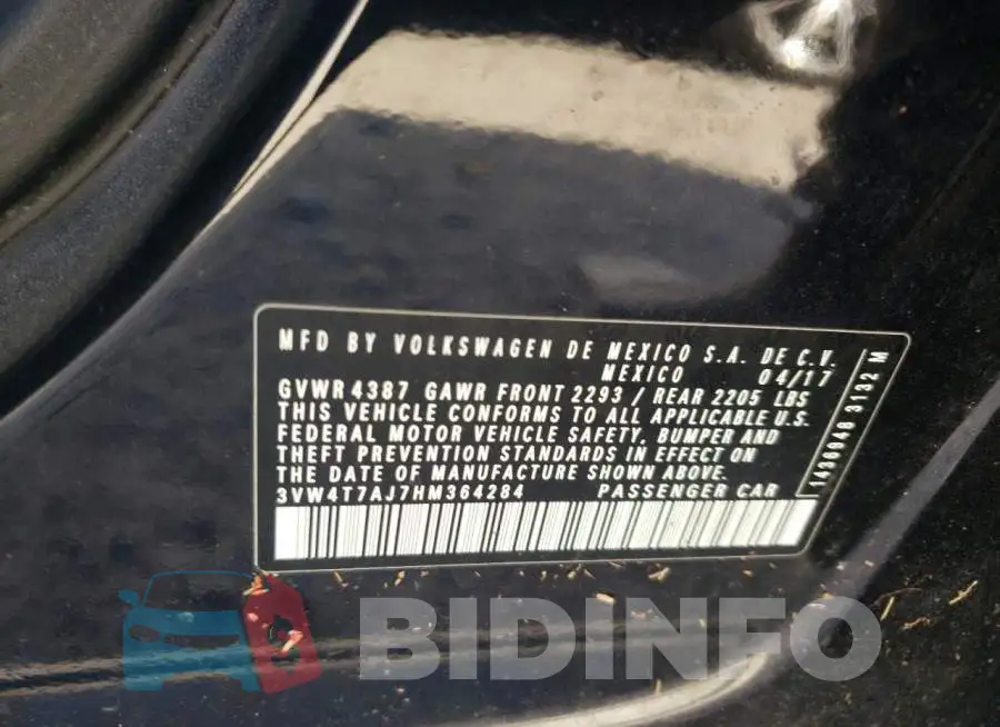 3VW4T7AJ7HM364284 Photo# 12