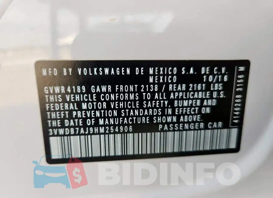3VWDB7AJ9HM254906 Photo# 12