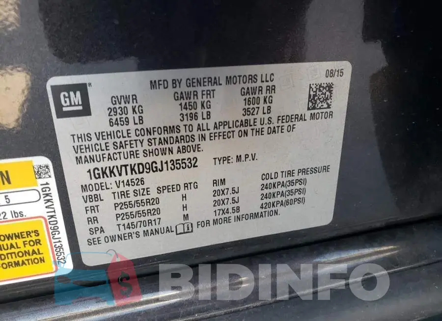 1GKKVTKD9GJ135532 Photo# 13