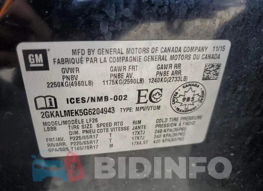 2GKALMEK5G6204943 Photo# 13