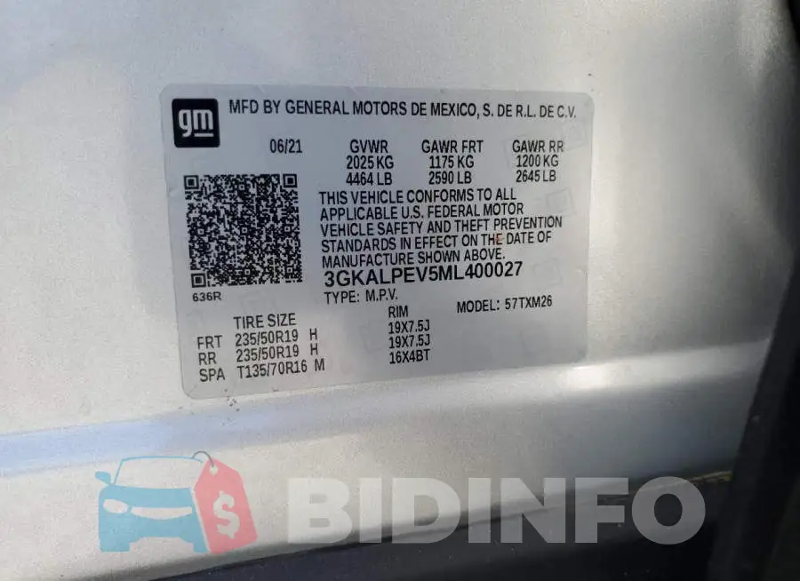 3GKALPEV5ML400027 Photo# 13