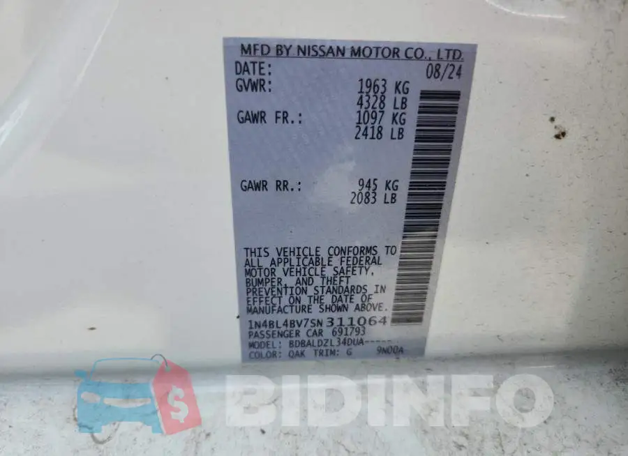 1N4BL4BV7SN311064 Photo# 12