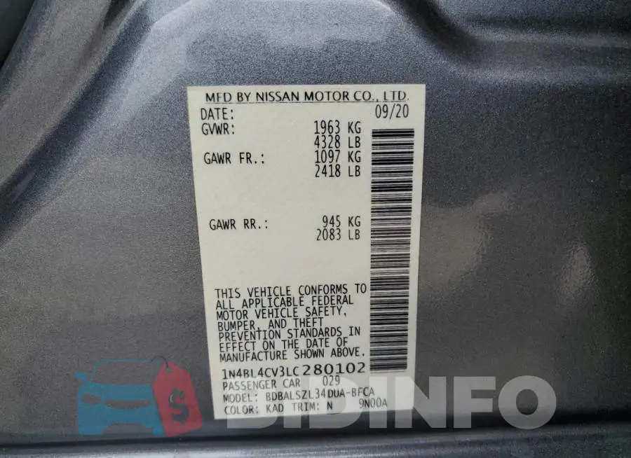 1N4BL4CV3LC280102 Photo# 13