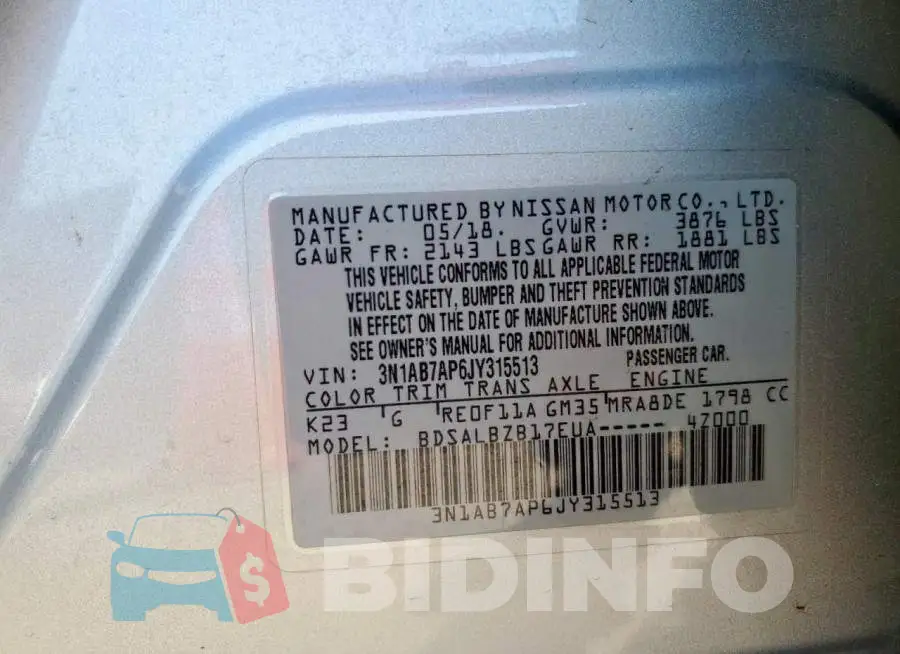 3N1AB7AP6JY315513 Photo# 12
