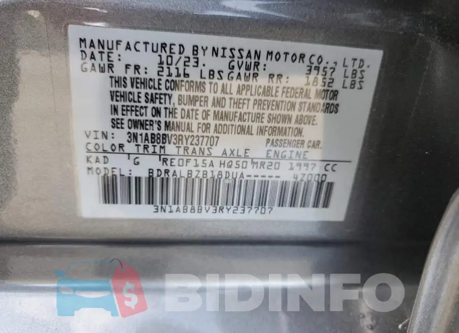 3N1AB8BV3RY237707 Photo# 13
