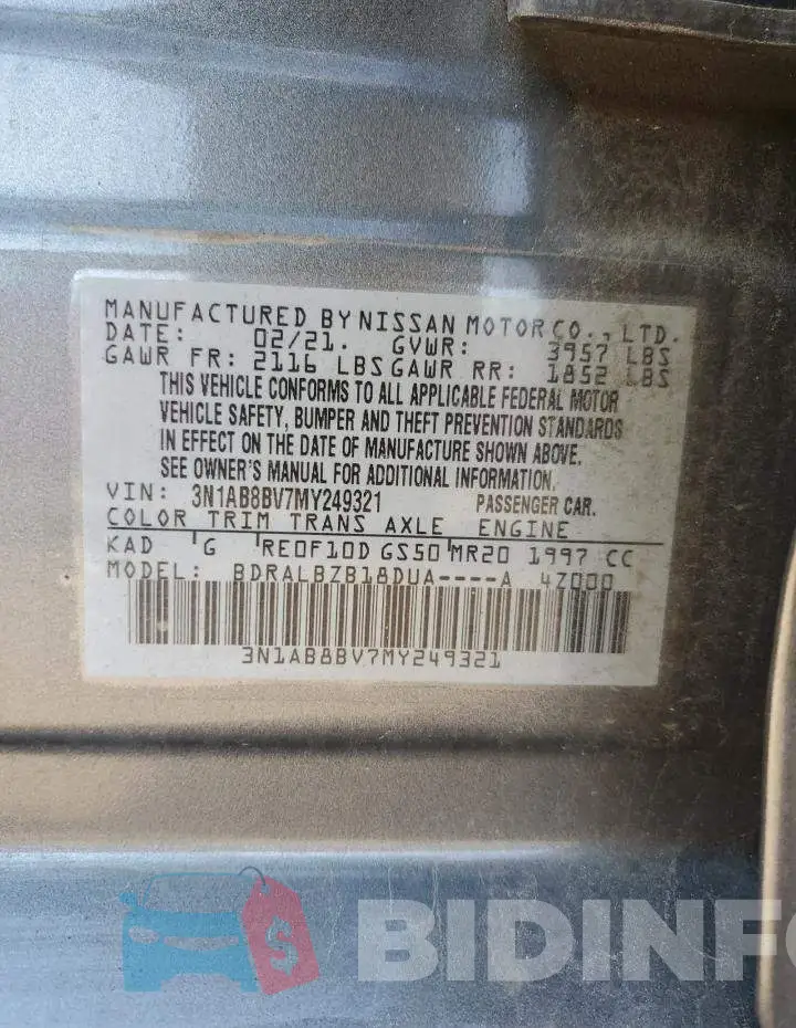 3N1AB8BV7MY249321 Photo# 13