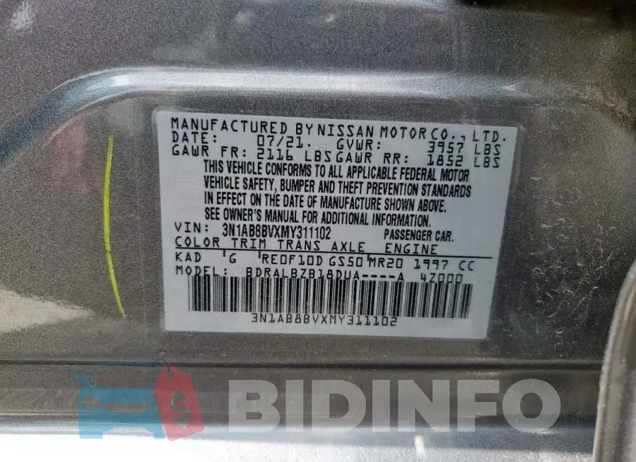 3N1AB8BVXMY311102 Photo# 12