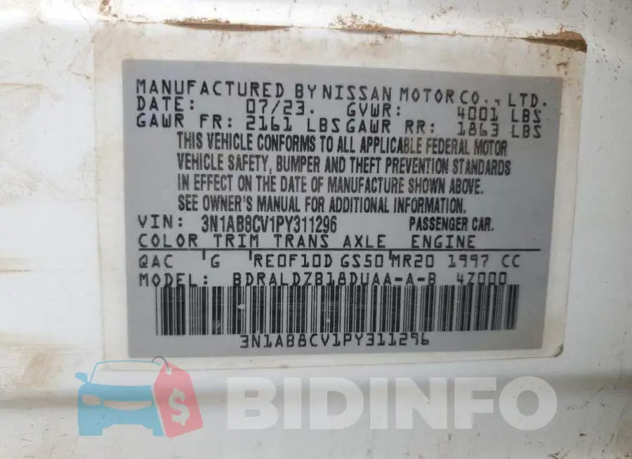 3N1AB8CV1PY311296 Photo# 12