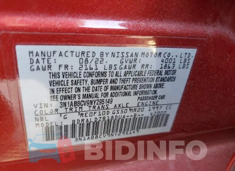 3N1AB8CV9NY295149 Photo# 12
