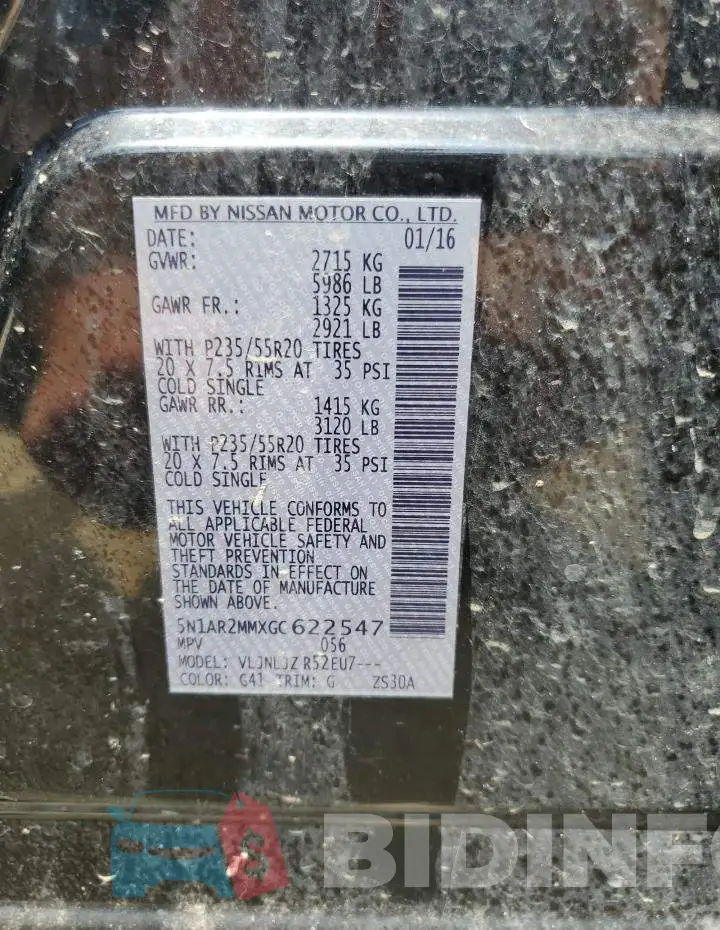5N1AR2MMXGC622547 Photo# 13