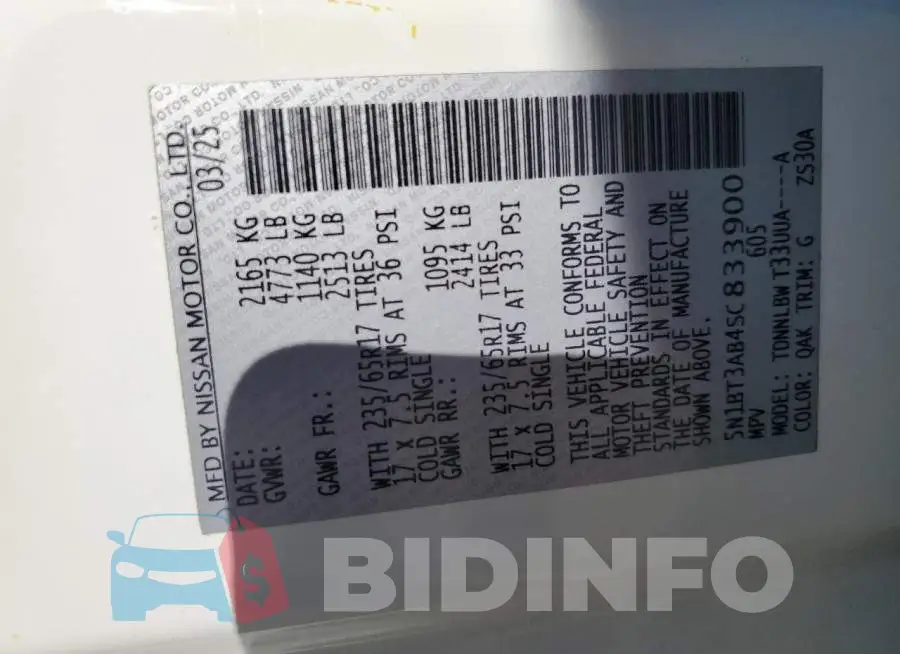 5N1BT3AB4SC833900 Photo# 14
