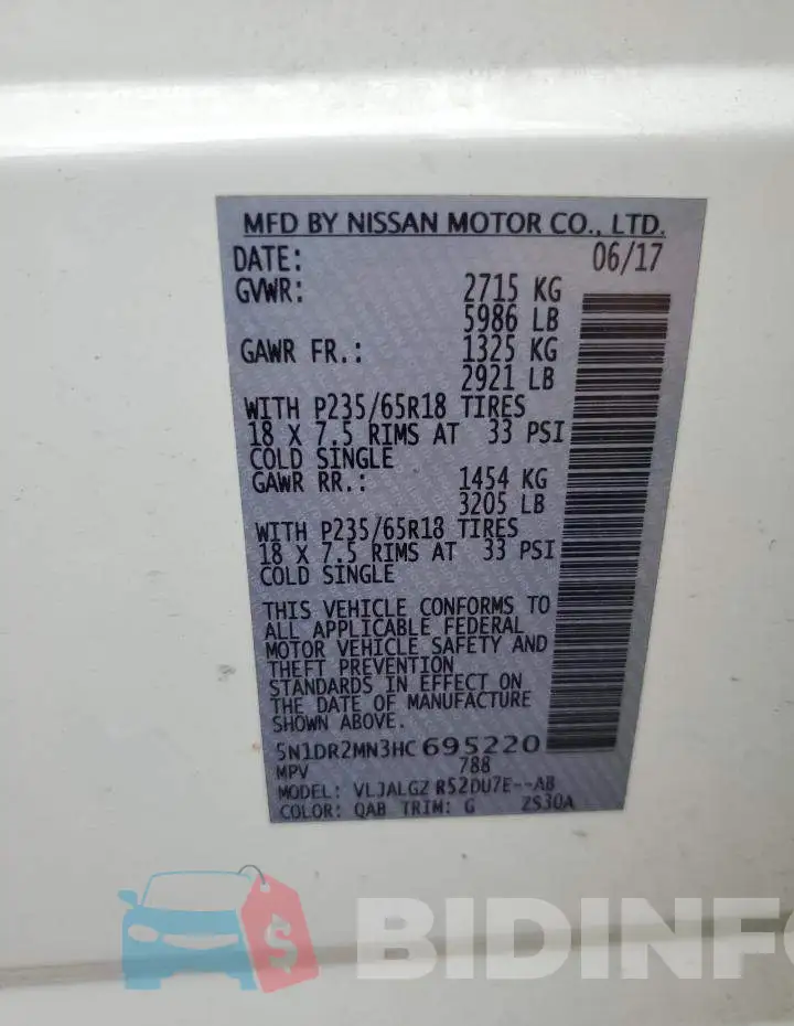 5N1DR2MN3HC695220 Photo# 13