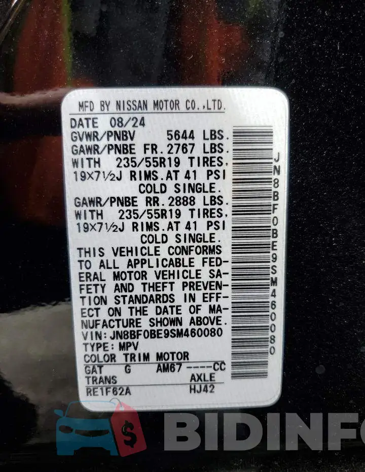 JN8BF0BE9SM460080 Photo# 14