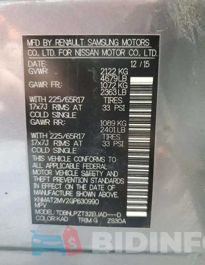 KNMAT2MV2GP630990 Photo# 13