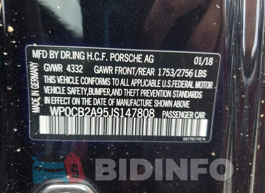 WP0CB2A95JS147808 Photo# 12