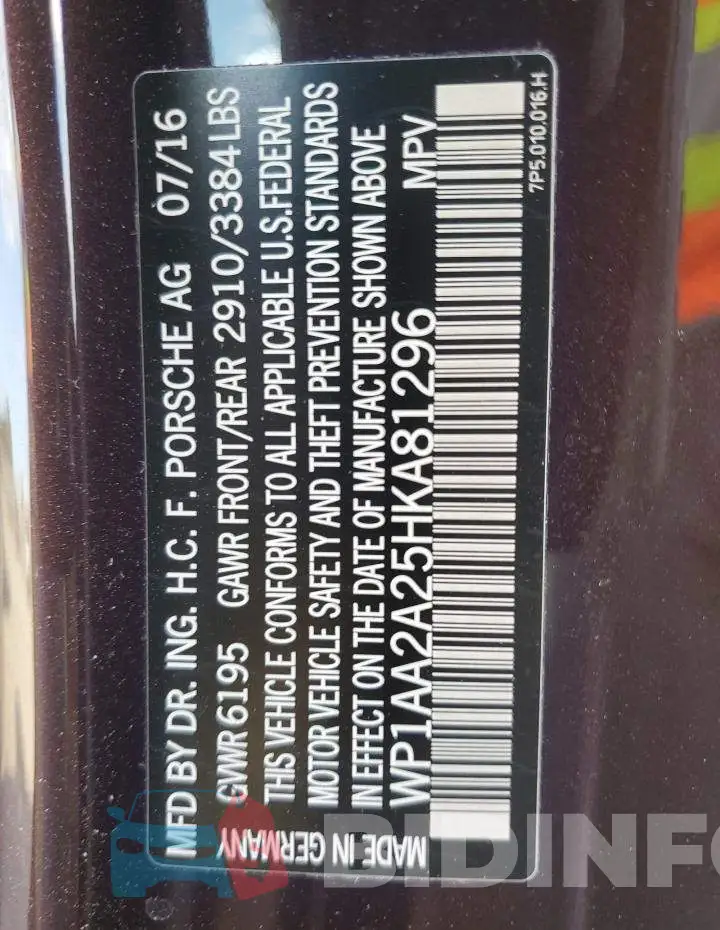 WP1AA2A25HKA81296 Photo# 13
