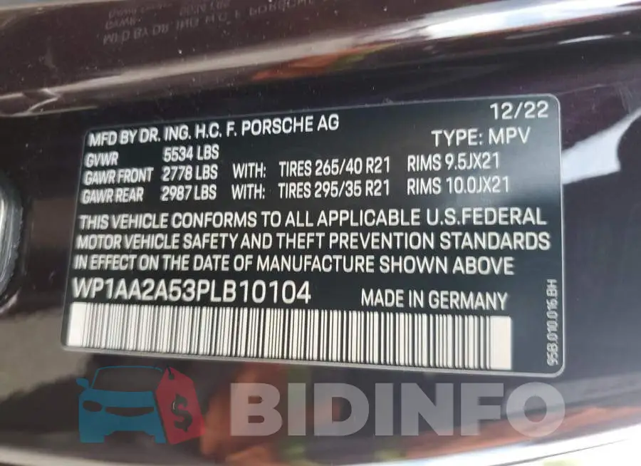 WP1AA2A53PLB10104 Photo# 14