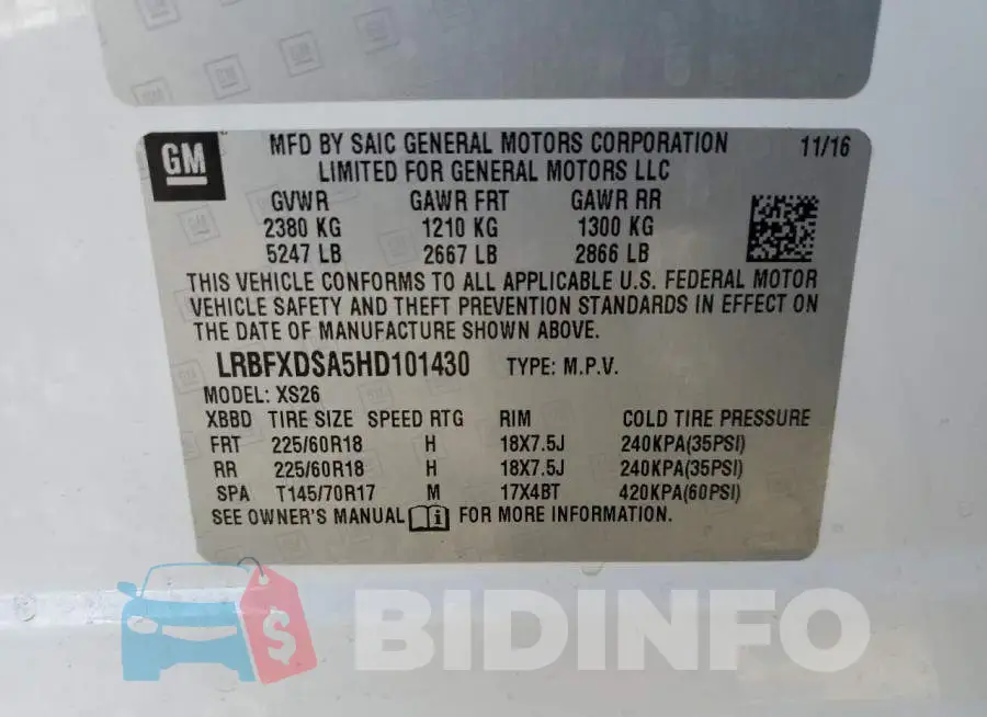 LRBFXDSA5HD101430 Photo# 13