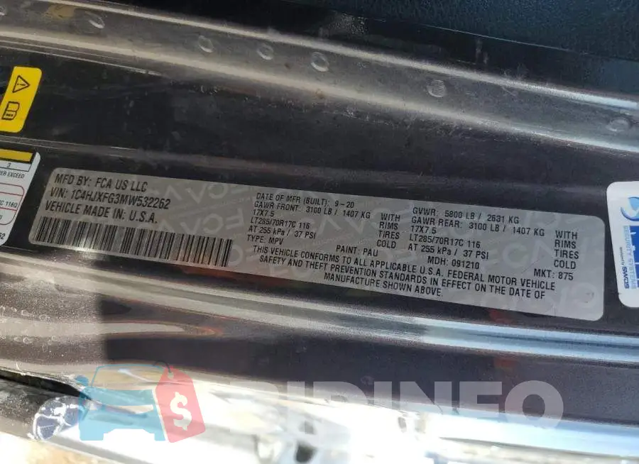 1C4HJXFG3MW532262 Photo# 14