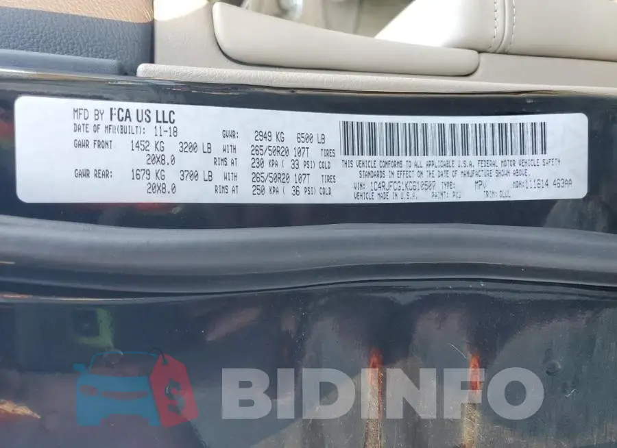 1C4RJFCG1KC610507 Photo# 13
