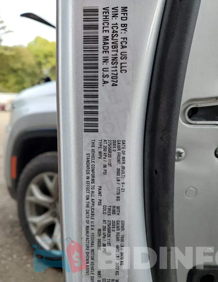 1C4SJVBT1NS117074 Photo# 13