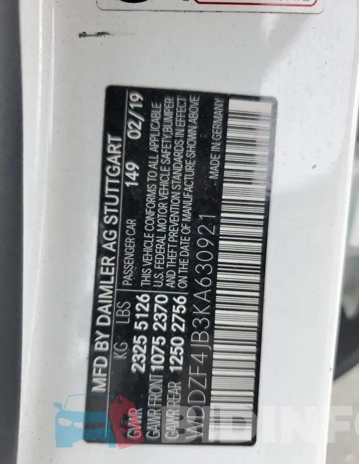 WDDZF4JB3KA630921 Photo# 13
