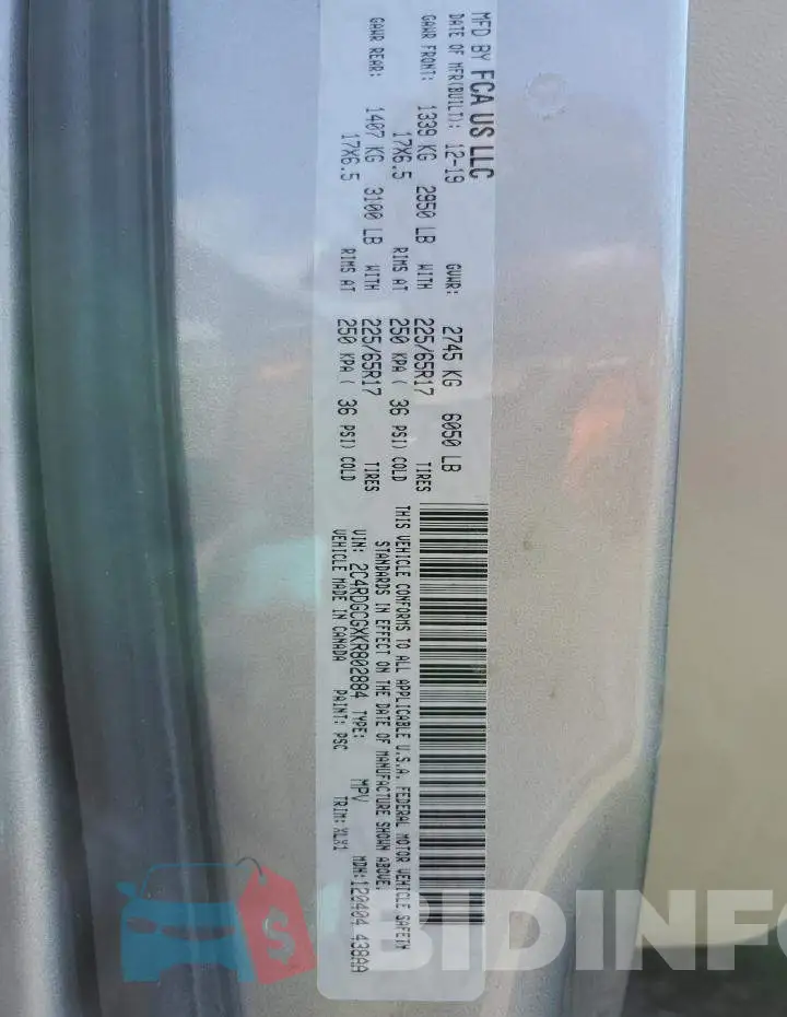 2C4RDGCGXKR802884 Photo# 13