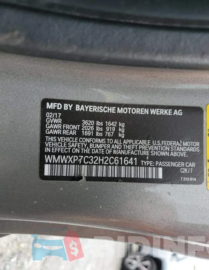 WMWXP7C32H2C61641 Photo# 12