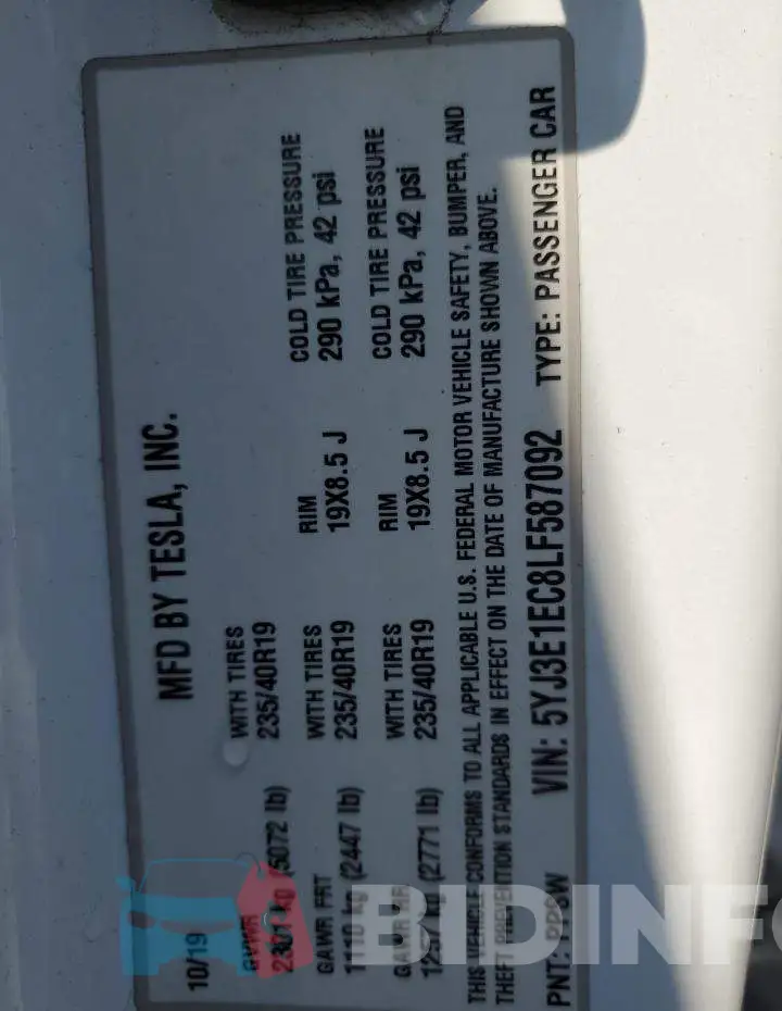 5YJ3E1EC8LF587092 Photo# 12