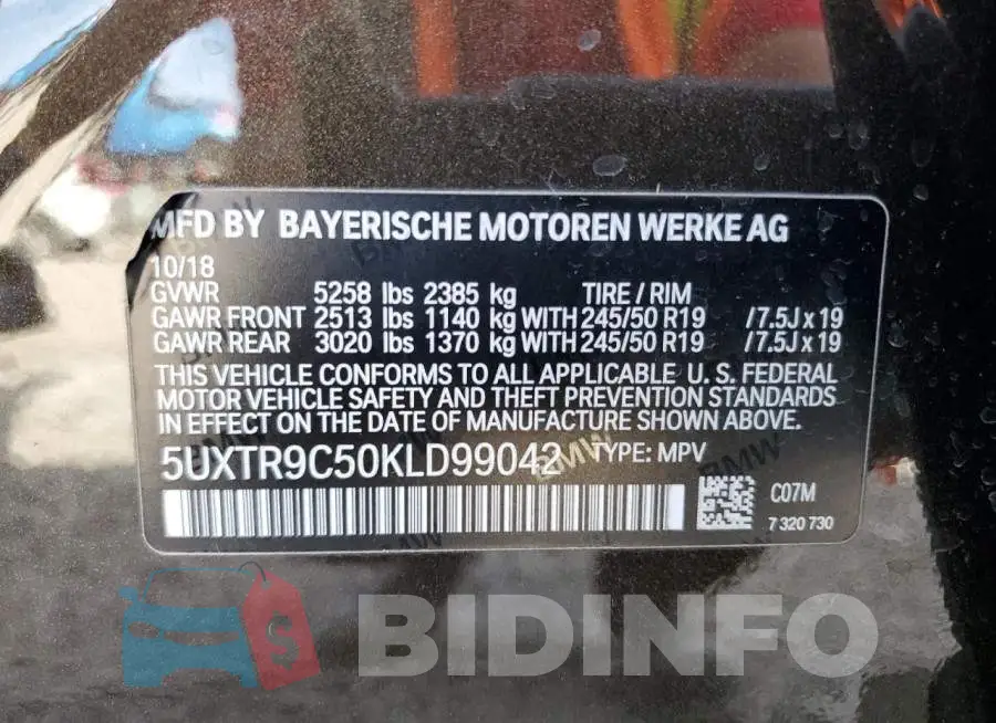 5UXTR9C50KLD99042 Photo# 13