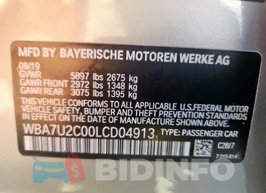 WBA7U2C00LCD04913 Photo# 12