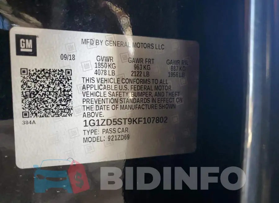 1G1ZD5ST9KF107802 Photo# 12